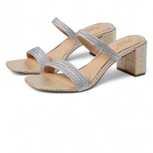 Textured‎ Metallic Block Heel Mule